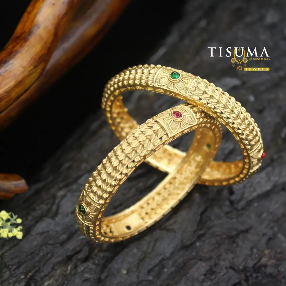 Textured Floral Kemp Bangles